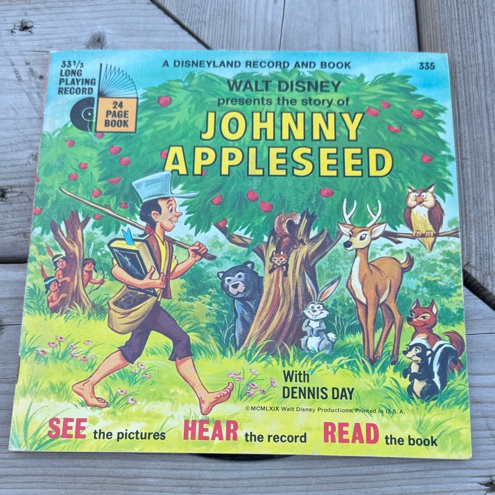 Vintage Disney Johnny Appleseed Storybook with Record (5 for $20 if you bundle)